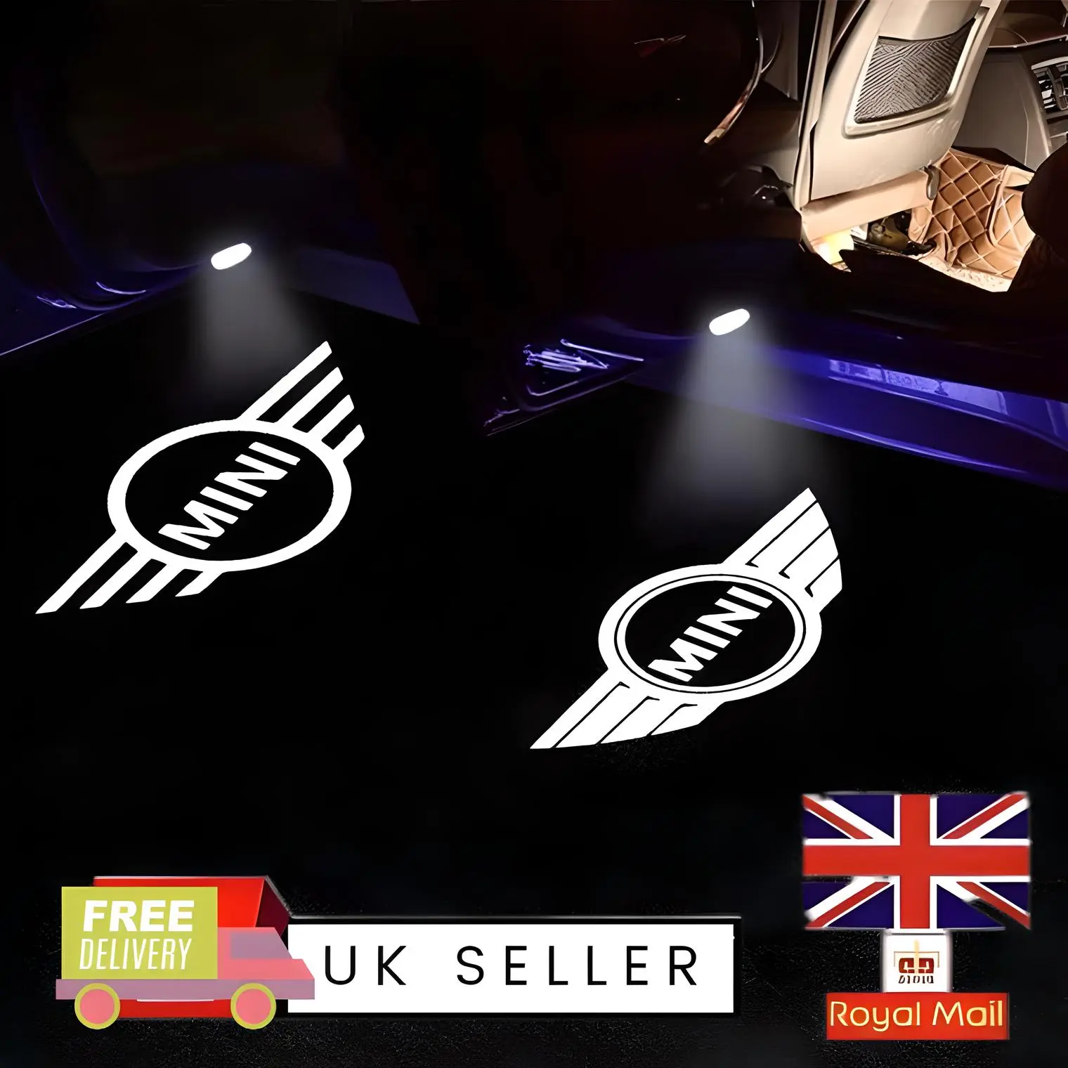 MINI Puddle Shadow Lamp 2Pcs LED Logo Projector - MINI Car Door Projector Light