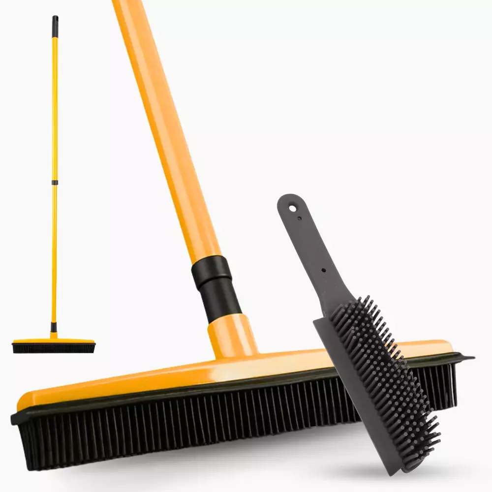 Onesave Pet Hair Removal Rubber Brush Set Carpet Brush for Pet hair Rubber broom For Pet lint roller vacuum dog cleaning silicone cat comb black dogs & cats rooster