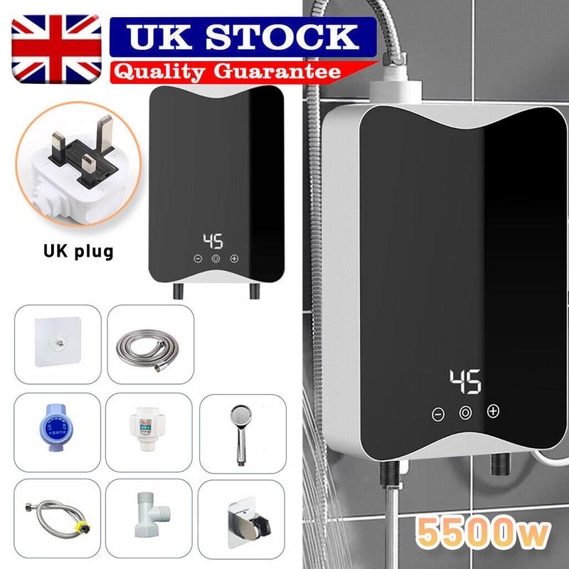 5500W Electric Tankless Hot Water Heater Instant Boiler Under Sink Tap Bathroom 1
