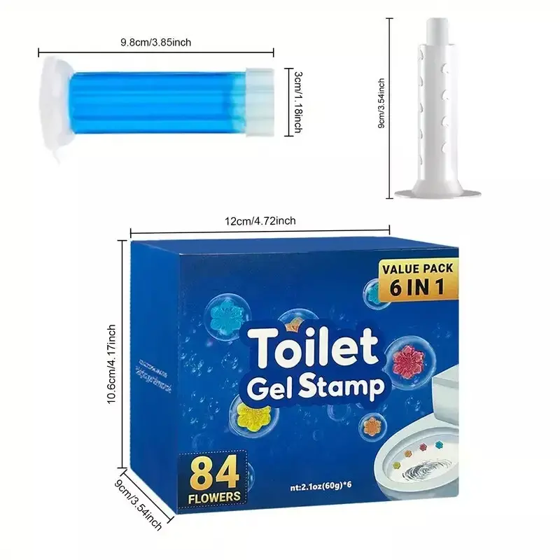 Uziy Toilet Gel Stamps - 6pcs in Box, 84 Fresh Floral Scents - Long Lasting Hygiene & Freshness for Bathroom Toilet Bowl Cleaning & Air Freshener - Odor Free - Flower, Household toilet Gel 3