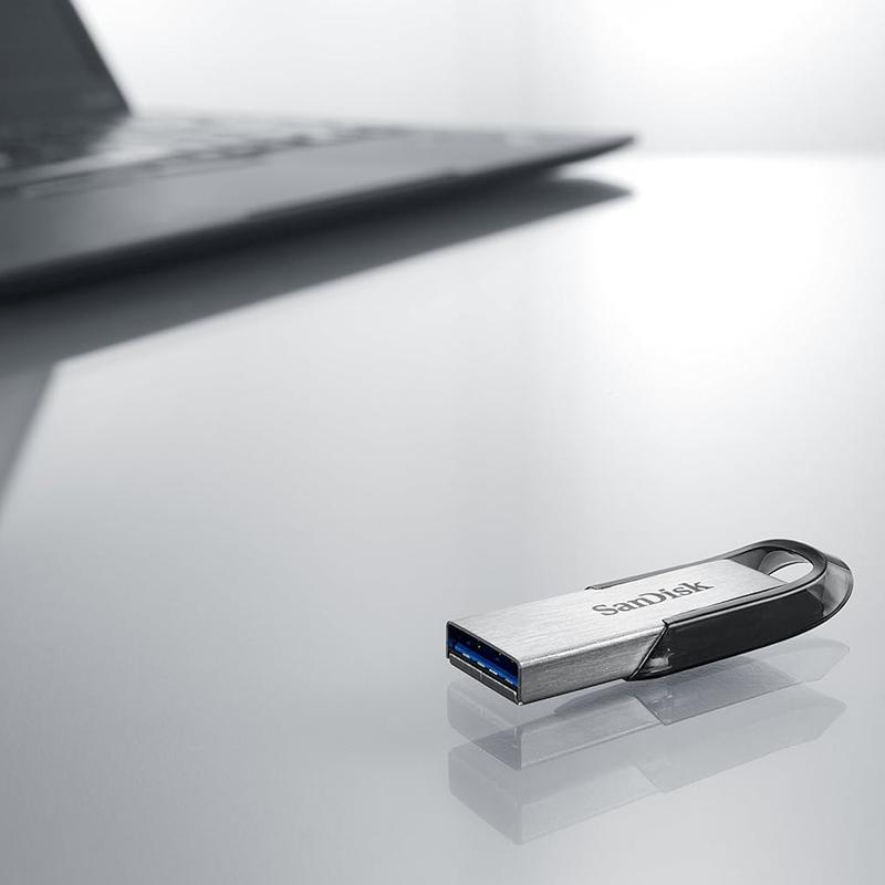 SanDisk 128GB Ultra Flair USB 3.0 Flash Drive USB stick, Memory stick with transfer speeds up to 150 MB/s, Password protection, Durable, Sleek Metal Casing Silver/Black 3