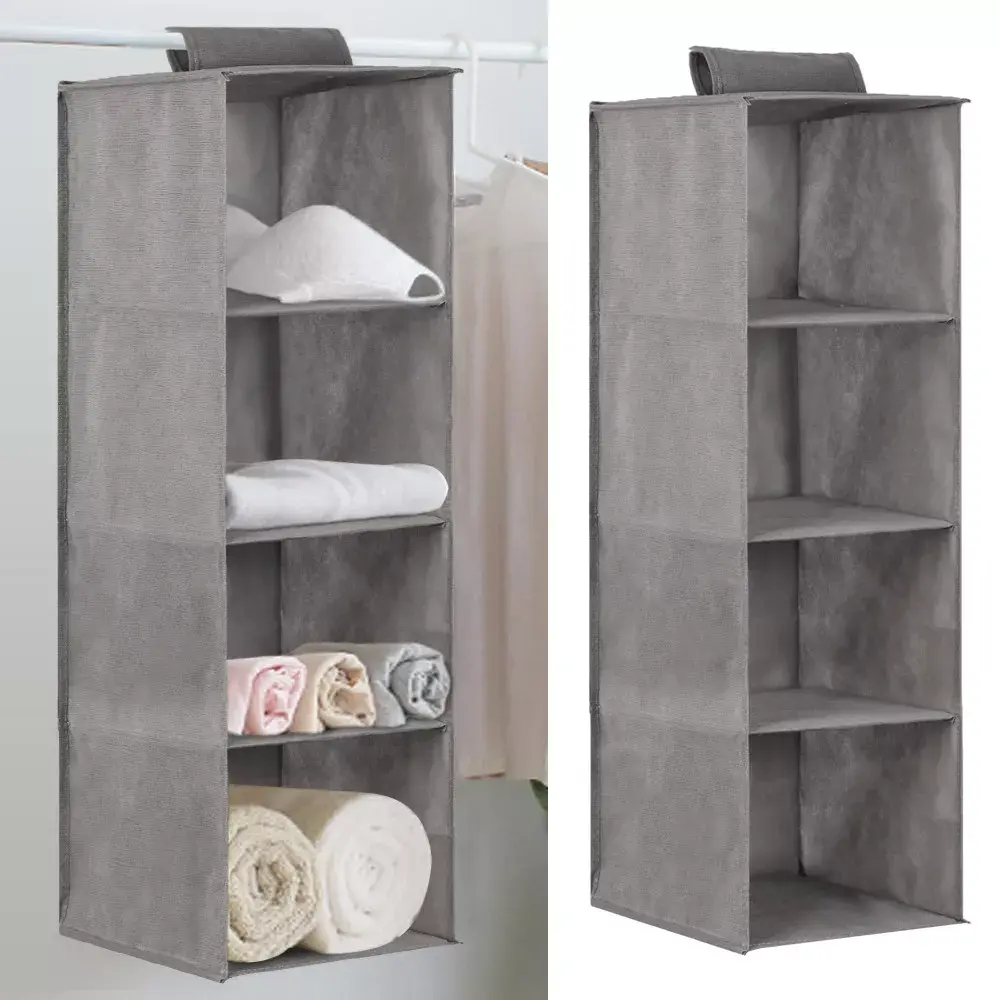 4-Layer Hanging Wardrobe Organizer – Drawer Shelves for Shoes, Garments & Clothes Storage