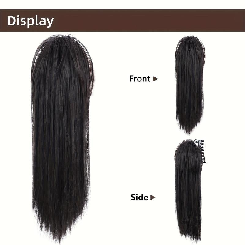 16inch A Messy Hair Bun Ponytail Claw Clip Hair Extension High Bun Hair Claw Clip Straight Short Ponytail Wig Piece Female Wig 3