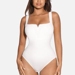 FeelinGirl  Women's Square Collar Elastic Outerwear Shape Bodysuit Basic Comfort Fabric Sleeveless Fitted Minimalist Shapewear Womenswear Comfy Garment