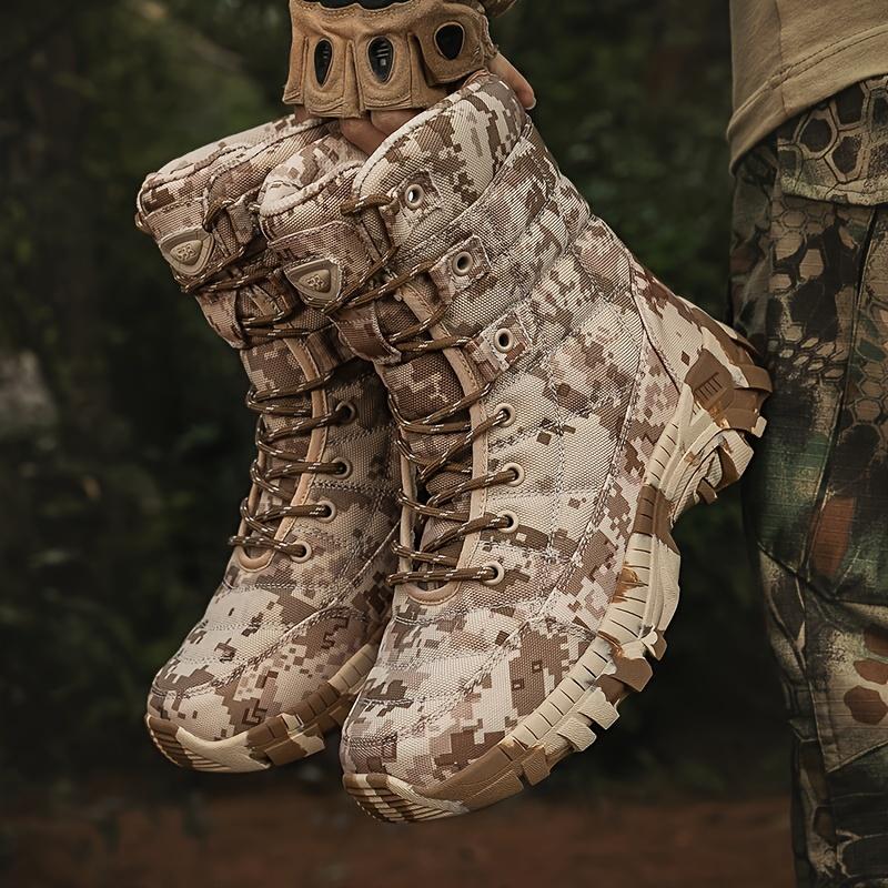Product Introduction of Men's Trendy High Top Camouflage Boots, Comfy Non Slip Lace Up Durable Rubber Sole Hiking Shoes For Men's Outdoor Activities 8