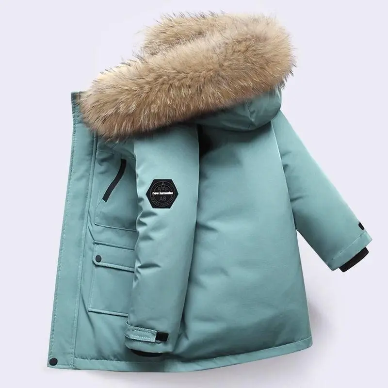 5 6 8 10 12 Years Winter Boys Jacket Thicken Keep Warm Fashion Fur Collar Kids Jacket Hooded Zipper Children Outerwear Clothing 5