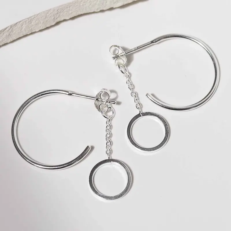 Sterling Silver Multi Circle Hoop Earrings 3