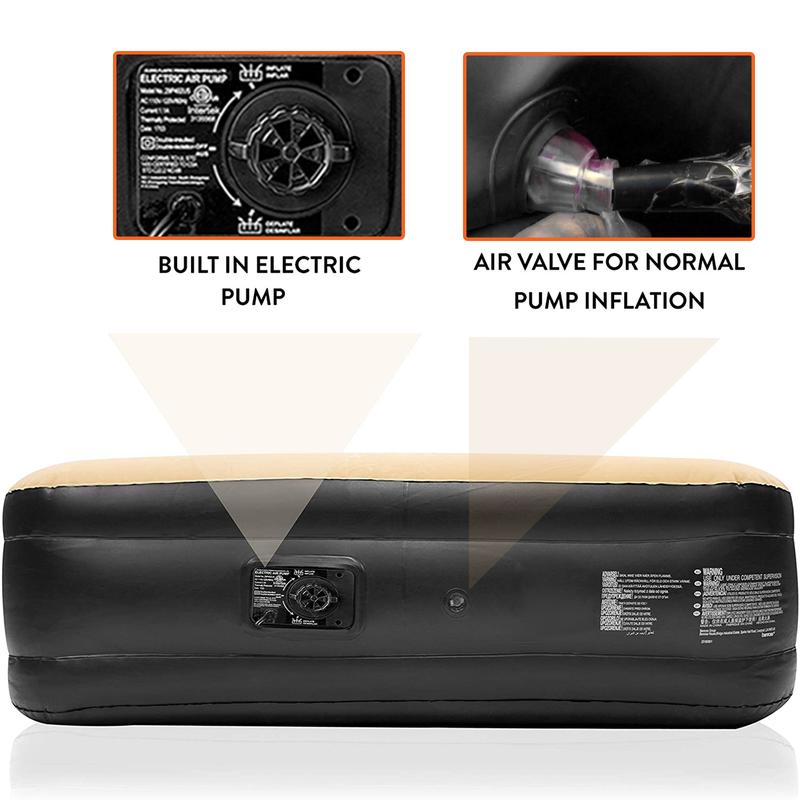 Crystals Inflatable High Raised Double Air Bed Mattress with Built-in Electric Pump - Available in 3 Sizes