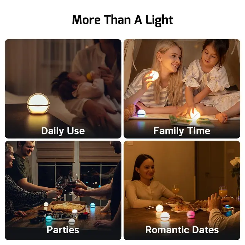 OLIGHT Sphere Smart Night Light, 75 lumens Stepless Dimming Table Lamp, Remotely APP Control, Rechargeable Ambient Light 4