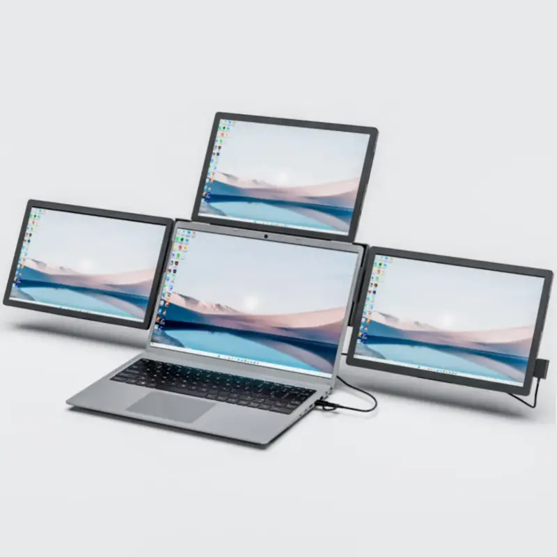 Triple Portable Monitor for Laptop - Full HD 13.3 inch Screen Extender 2