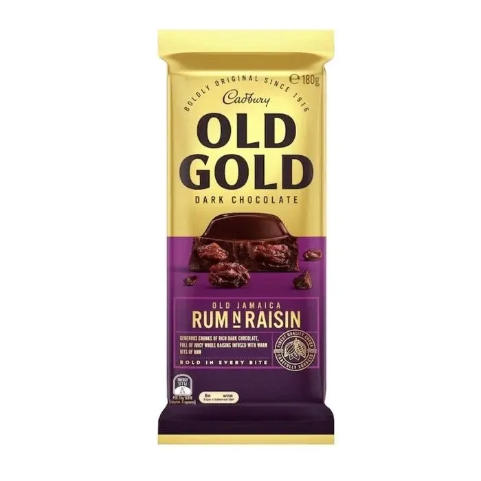 Cadbury Old Gold Rum & Raisin Bar - 180g - Australian Import Snack - Dessert Chocolate