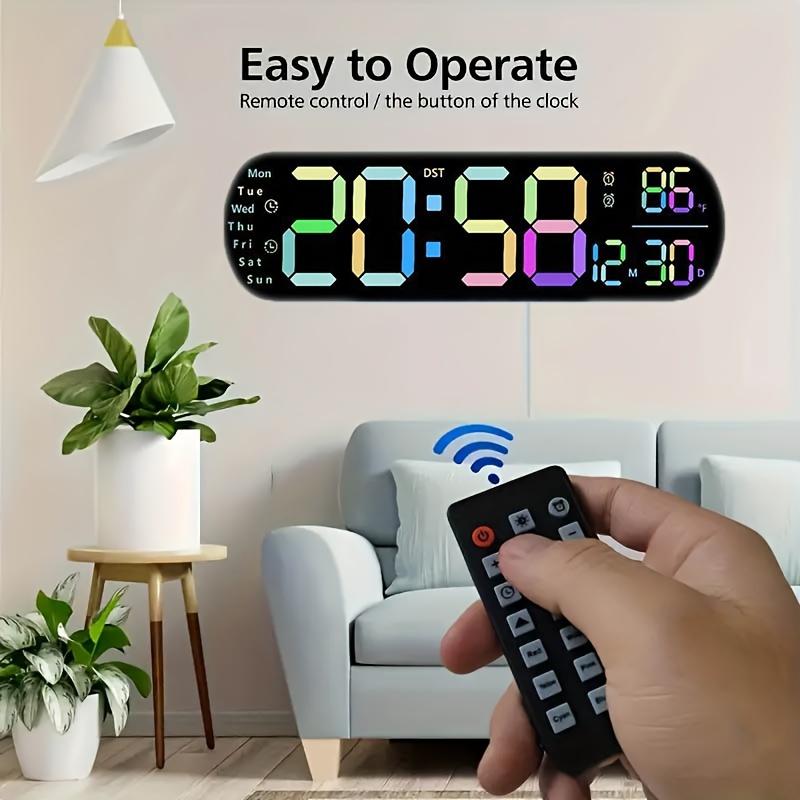 RAZZAQ MART SHOP Large Digital Wall Clock with Remote Control, Dual Alarm, DST, 10-Level Brightness, LED Night Light, USB Powered, Cordless or Plug-In Use, Ideal for Bedrooms, Living Rooms, or Offices (Batteries Not Included) 3