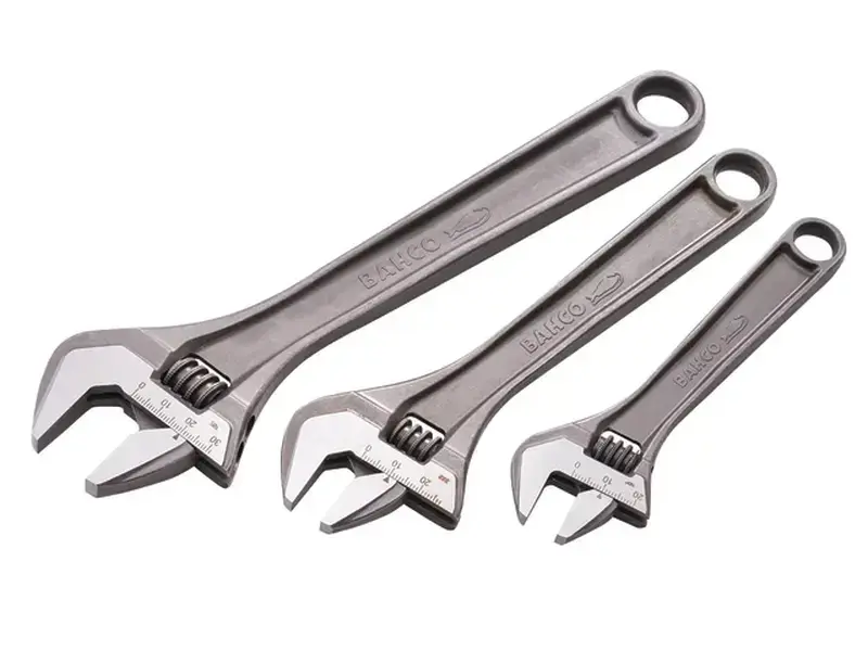 Bahco 3 Piece Adjustable Wrench Set - Precision Manufactured Jaws