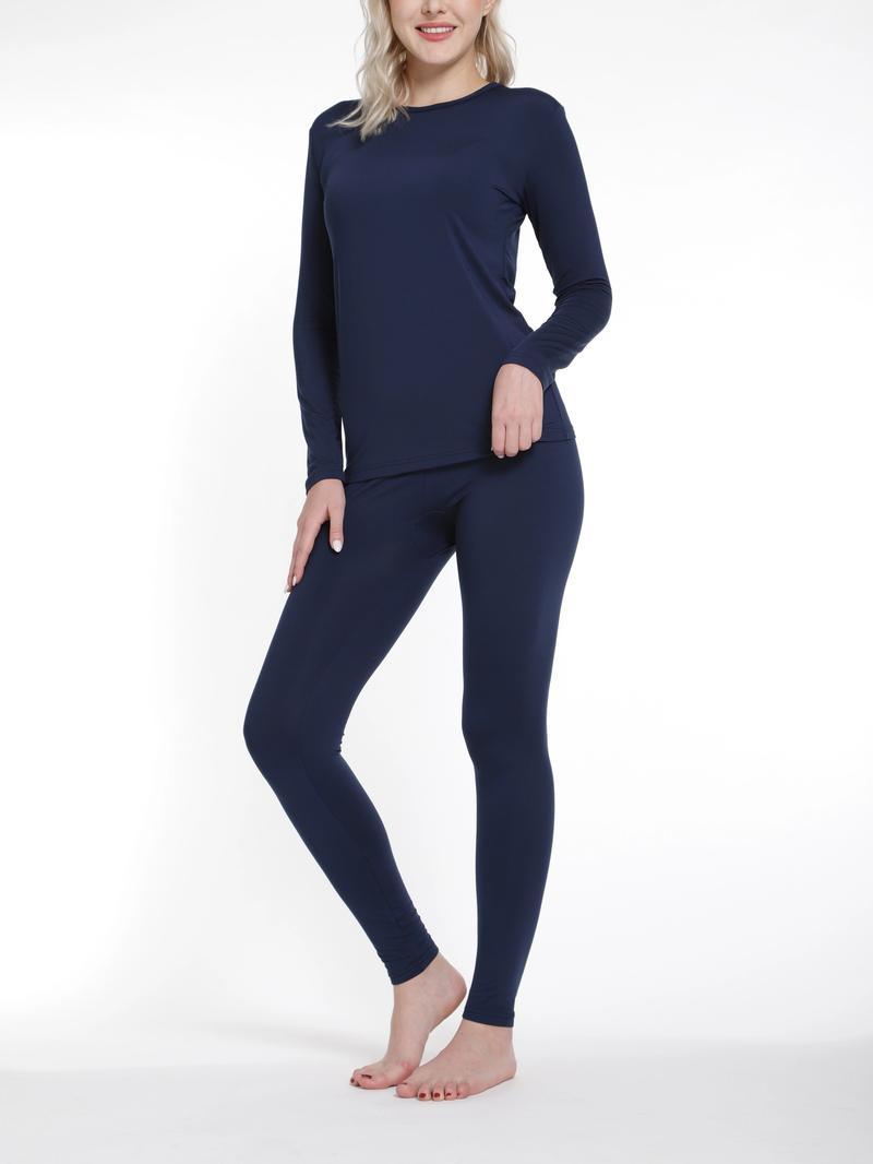 Product Introduction of Seamless Thermal Underwear Set, Long Sleeve Crew Neck Tops & Pants, Women's Loungewear & Underwear 12