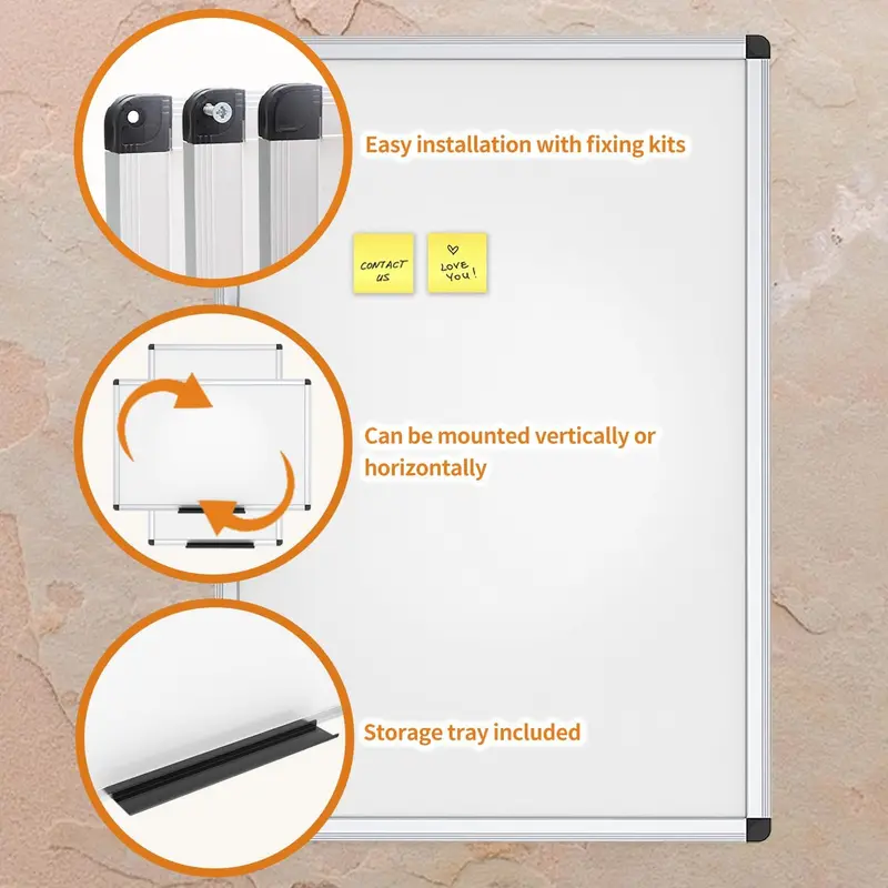 Magnetic Whiteboard with Silver Aluminium Frame, 90x60cm 4