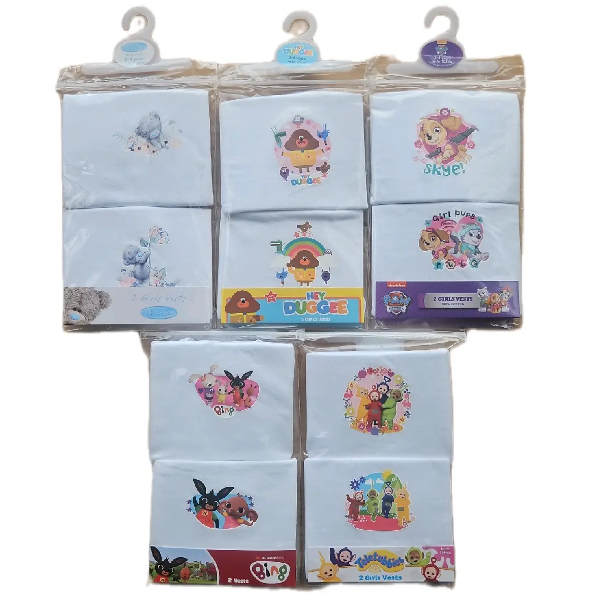 Girls vests 2 pack underwear cotton