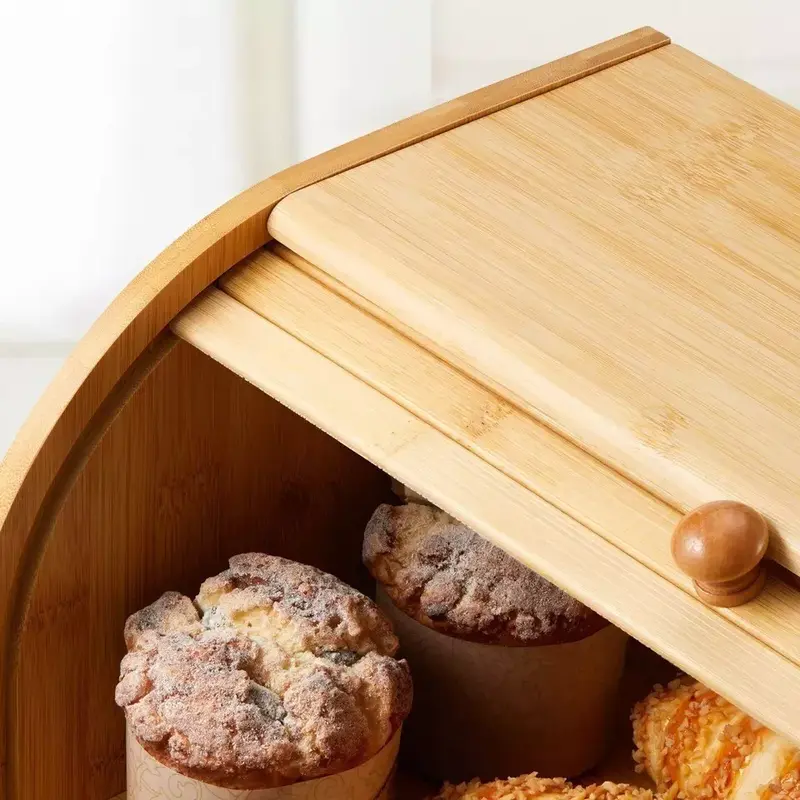2 Tier Bread Bin with Double Layer Slide Roll Top Design | Sturdy Food Storage Box for Kitchen | Space Saving Organizer for Bread, Fruits, Snacks & Bakery Essentials | Modern Two Tier Bread Box for Home Use | Countertop Food Storage Rack | Kitchen Storage 6