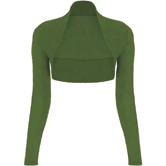 Ladies Cropped Long Sleeve Plus Size Bolero Shrug Womens Plain Open Front Cardigan Crop Top Shrug 7