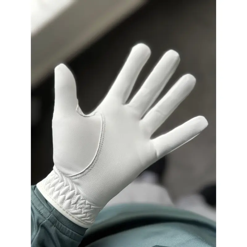 Pearl White Premium Cabretta Leather Panther Golf Glove 4