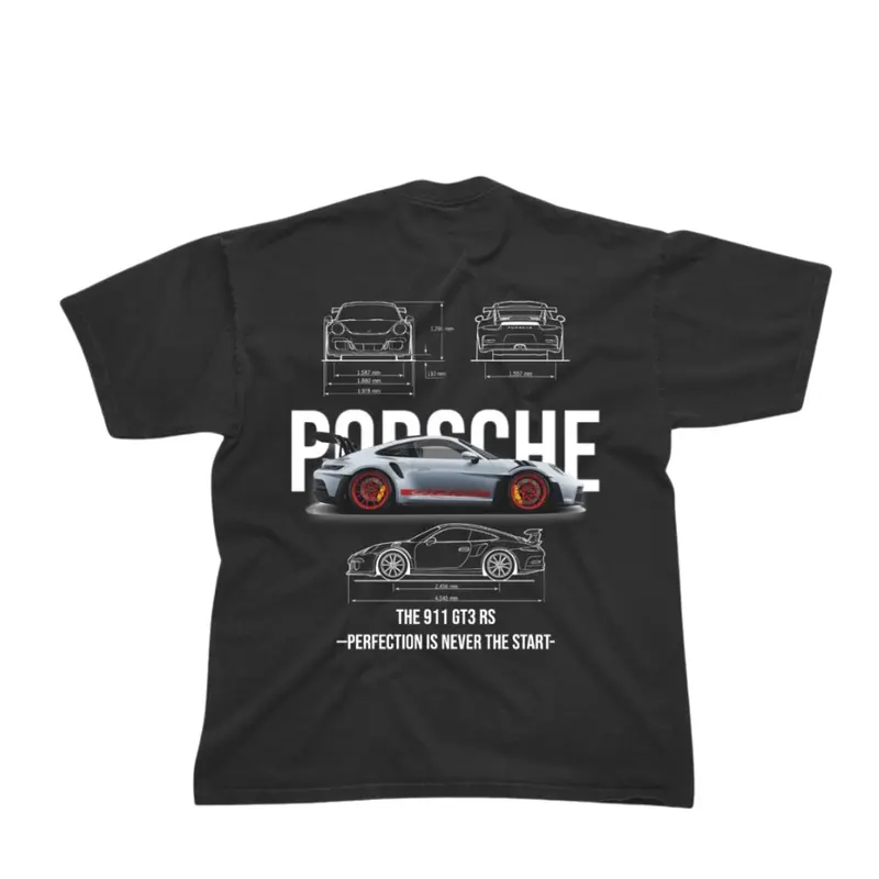 Porsche Inspired Car T Shirt [ BACK PRINT ] - Gt3 Rs Fan Back Print Shirt - 911 Car Racing Shirt - Sports Car T-Shirt For Him - Unisex Premium Cotton Tee tshirt design Casual Menswear 0