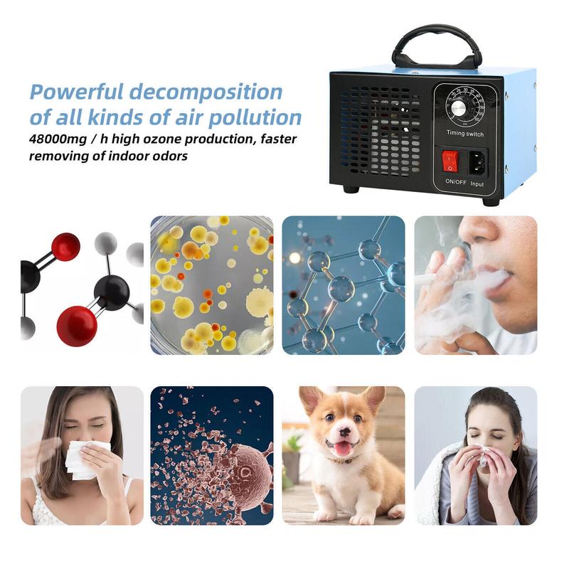 Ozone Generator 48,000 mg/h Negative Ion Generator, Commercial Industrial Odor Removal Eliminator with 120 Min Timer Ozone Machine for 300 ㎡ Room, Air Purifier for Home Pet Car Smoker Kitchen air  purifier filter 7