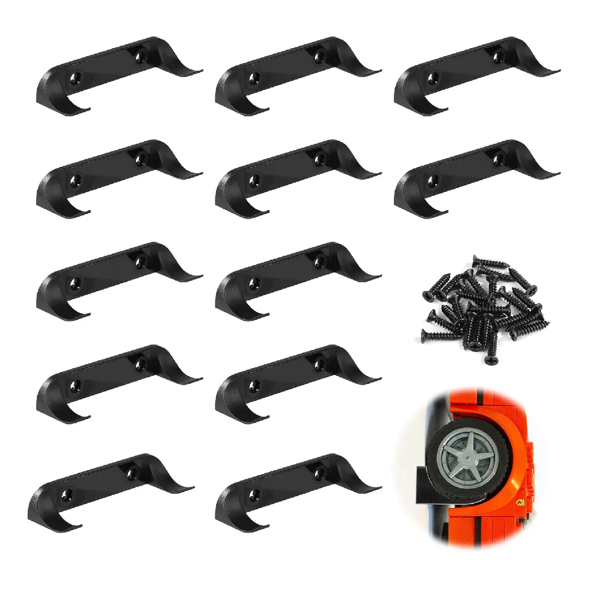 12pcs Car Display Wall Mount, Stable Toy Car Holder Vertical Model Car Stand Shelf Compatible with Lego Speed Champion for Car Collection Car Enthusiasts (Black)