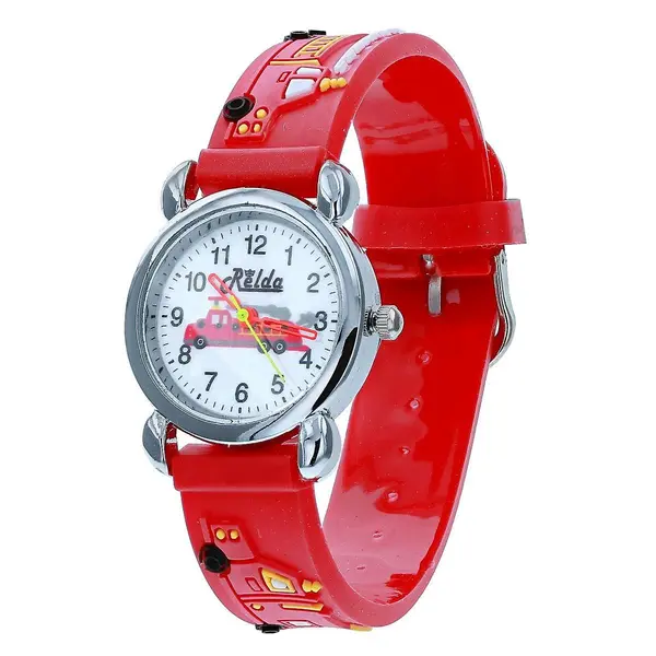 Relda Children's Analogue 3D Fire Engine Red Silicone Strap Boy's Watch REL48 2