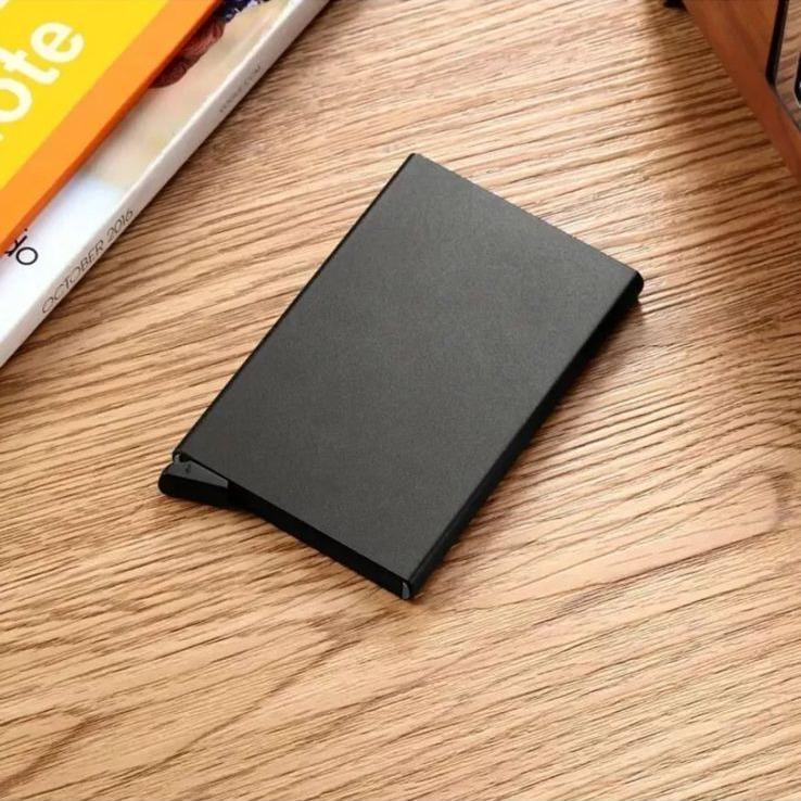 Credit Card Holder Mens Slim Anti-Theft Aluminium RFID Blocking Wallet ID Holder cardholders brown minimalist men's men 2