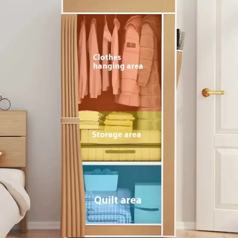 Simple Wardrobe Bedroom Household Assembly Cloth Wardrobe Organize Storage Cabinets Economic TypeHousehold Assembly Wardrobe 1