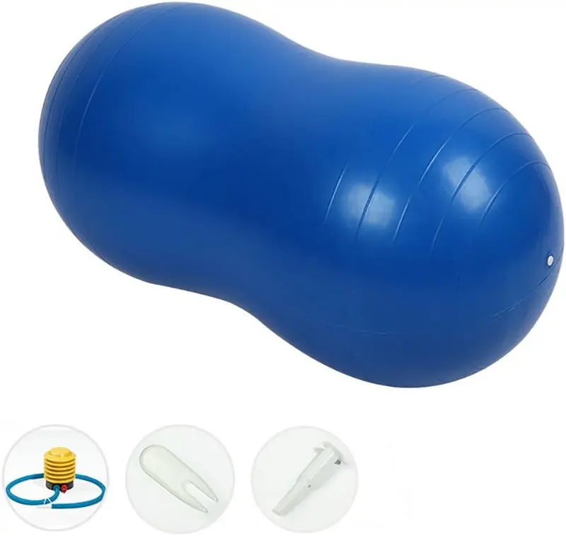 Gym Quality Peanut Ball for Kids Therapy, Anti-burst Exercise Ball with Pump, 90x45cm Yoga Ball for Pregnancy Birth Exercise, Physical Fitness 5
