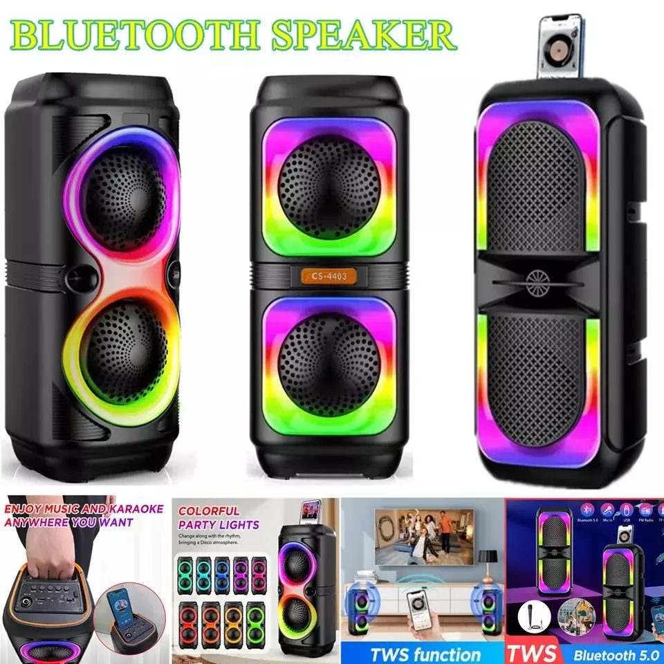 Wireless Portable Bluetooth Speaker Subwoofer Heavy Bass Party Subwoofer RGB Audio Cable giant  speaker