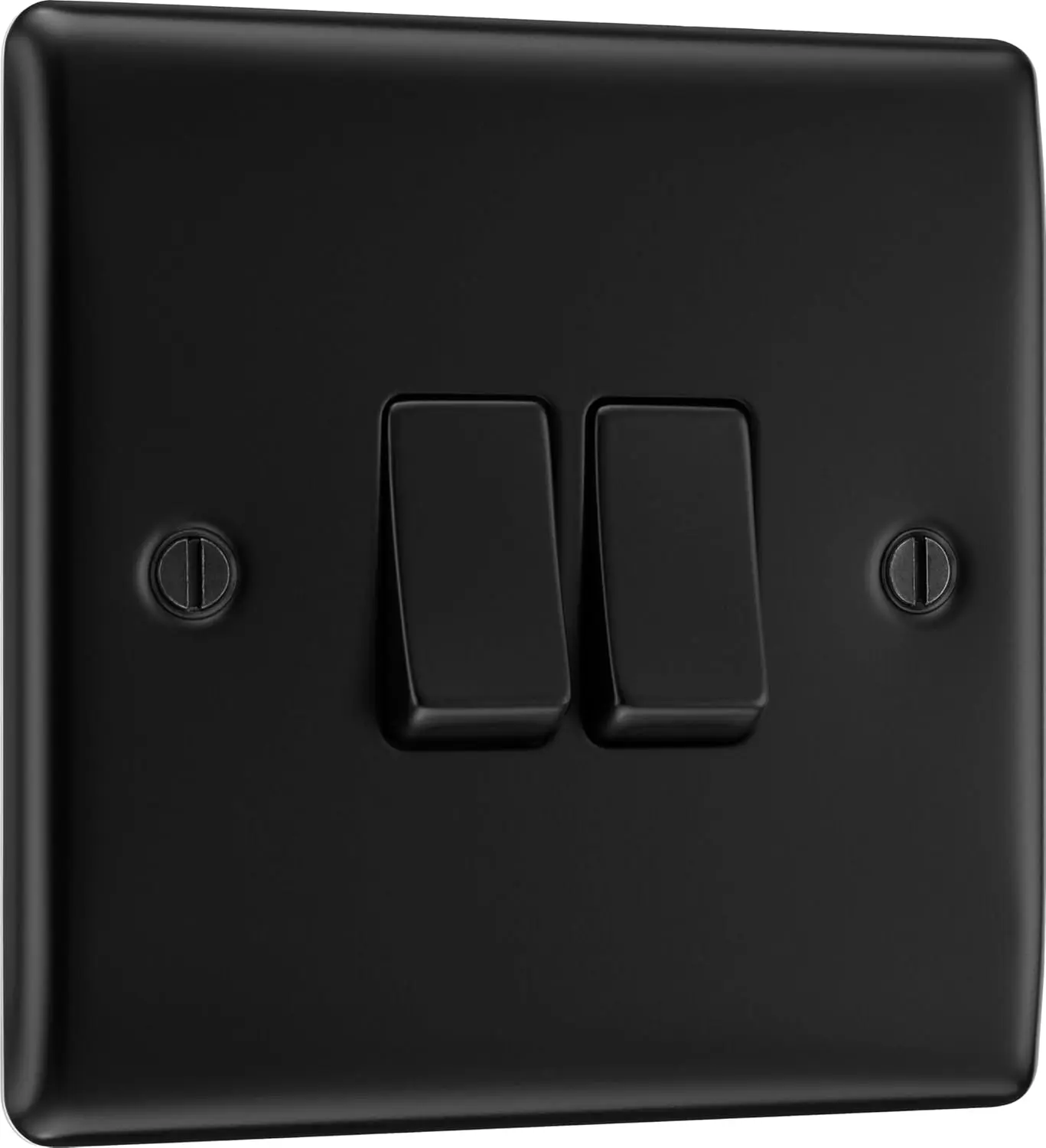 BG Nexus Metal NFB42 Matt Black Single Light Switch 2 Gang 2 Way DOUBLE, DECROTIVE, METAL, SOCKET, CURVED, SLIM, DESIGNER, SLEEK, HOUSE, MODERN, NEW, DOMESTIC, COMMERCIAL, FAST FREE SHIPPING