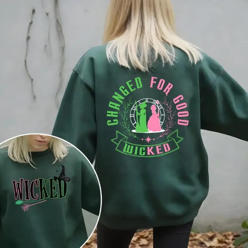 Wicked Glitter Sweatshirt, Defy Gravity Broomstick Magic Wand Tee, Wizard of Oz Movie Fan Sweatshirt, Gift For Her 0