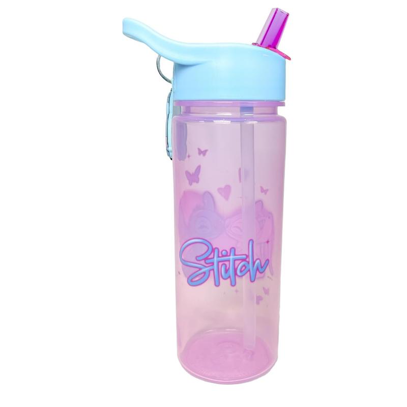 Stitch and Angel 500ml Kids Water Bottles with Straw by Polar Gear - Lilo And Stitch Gifts For Girls - Back to School Supplies Girls Water Bottle - Stitch Water Bottle with Stitch Keyring Charm Drinkware Tumbler Mug Cup 2