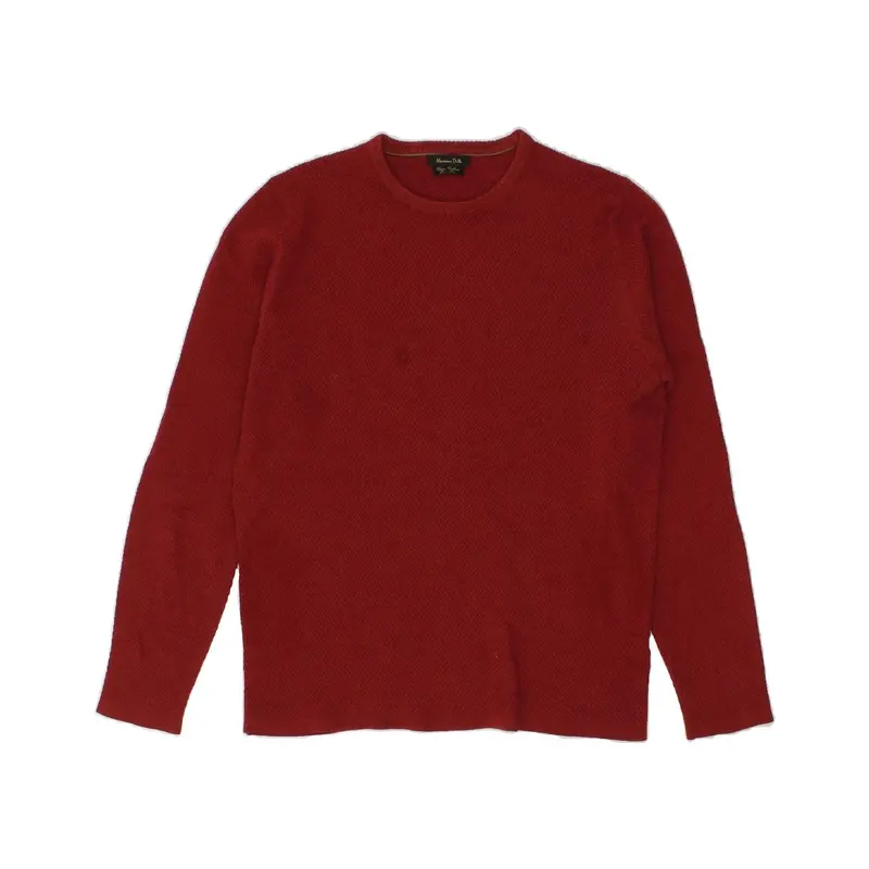 Pre-Owned Vintage MASSIMO DUTTI Womens Crew Neck Jumper Sweater UK 14 Medium Red Cotton 1