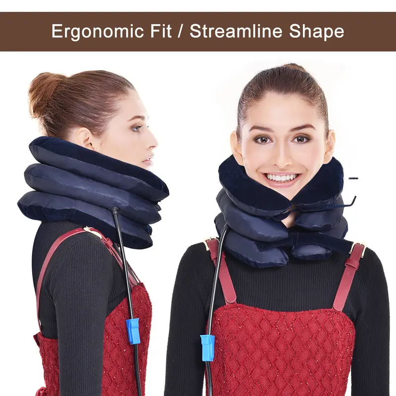 UK Neck Cervical Head Stretcher Pain Traction Support Brace Inflatable with Air Pump 0