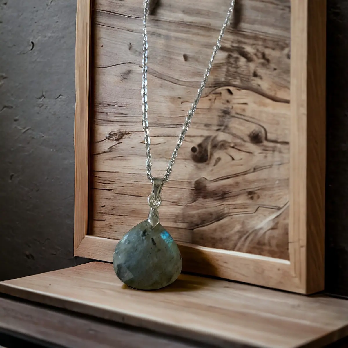 Gorgeous glowing Labradorite crystal homemade necklace