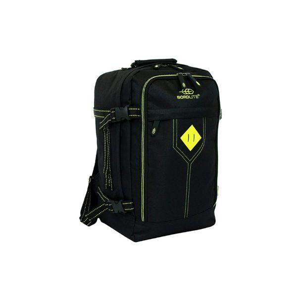Black/Lime Cabin Friendly Rucksack With Multiple Zip, Lightweight cabin bag, Airline-friendly bag, Travel essentials bag 1