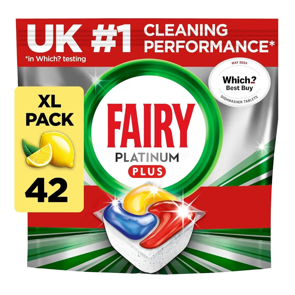 Fairy Platinum Plus All-In-1 Dishwasher Tablets Bulk, Fairy Dishwasher Tablets Platinum Plus, 42 Tablets, Lemon, With Anti-Dull Technology & Rinse Aid... Household Pack Cleaning Perfume