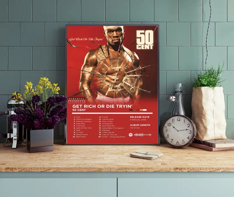 UNFRAMED 50 Cent Get Rich Or Die Tryin album PRINT ONLY NO FRAME hip hop music wall art A2 A3 A4 8x10 inches 4