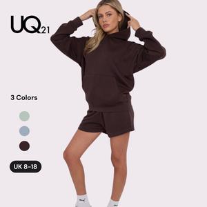 Unique21 Women's Oversized Fleece High Cotton Tracksuit Set Long Sleeve pocket Pullover Hoodie and Sweatpants Jogger Set Wear Spring Autumn Winter