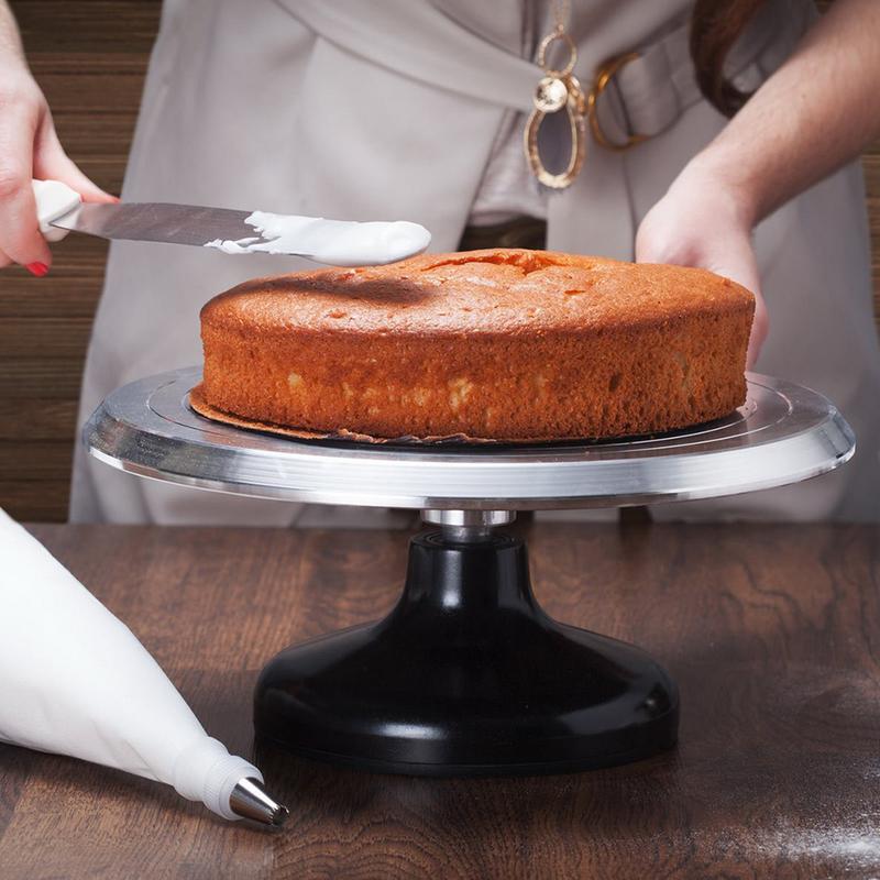 Uten 12 inch Aluminium Cake Stands, Flexible Cake Smooth Turntable Mold,  Cake Decorating Display Stand, Revolving Metal Cake Stand with Non-Slip Rubber Bottom Rotating Smoother 8