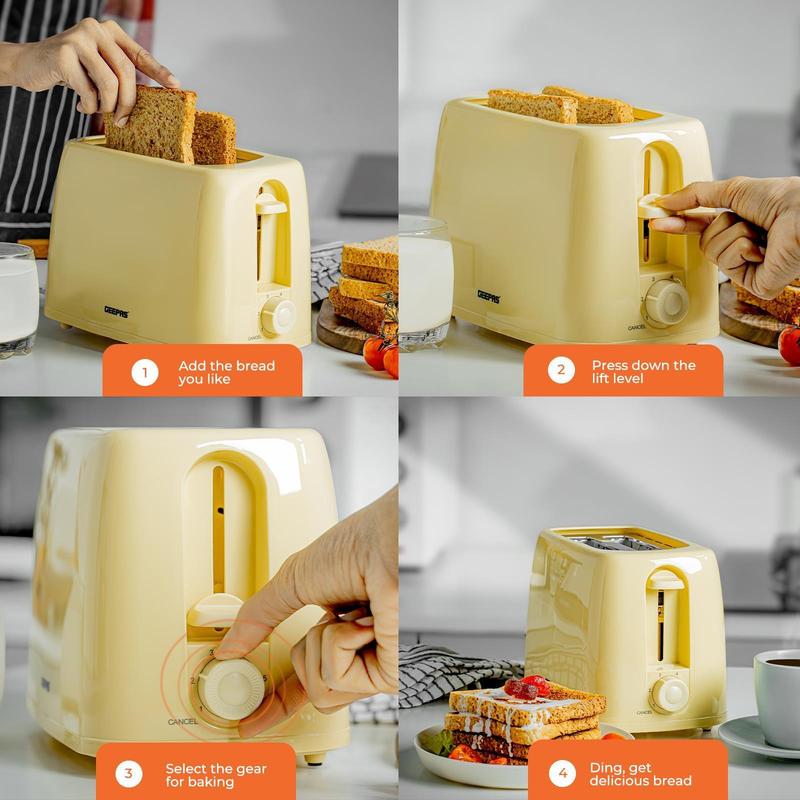 Geepas 2 Slice Bread Toaster 6 Level Browning Control with Crumb Tray 650W 4