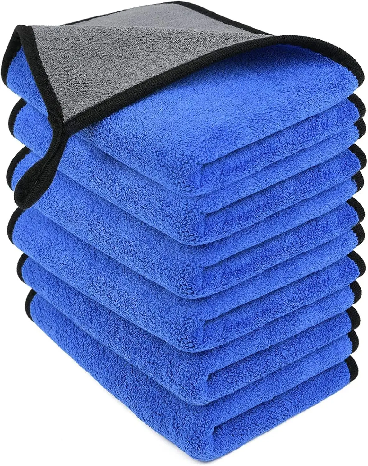 URAQT Microfibre Cleaning Cloths, 6 Pack, Two-layer Thickened Towels, Lint Free Super Absorbent Towel for Household and Car Washing, Drying, Detailing, 40x30cm