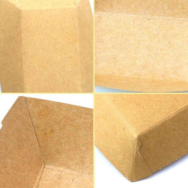 50 X Small Kraft Paper Food Trays | Brown Cardboard Serving Plates Recycled Takeaway Boxes | Disposable Containers Holder Baskets for Chips Burger BBQ Birthday Party Camping Set 4