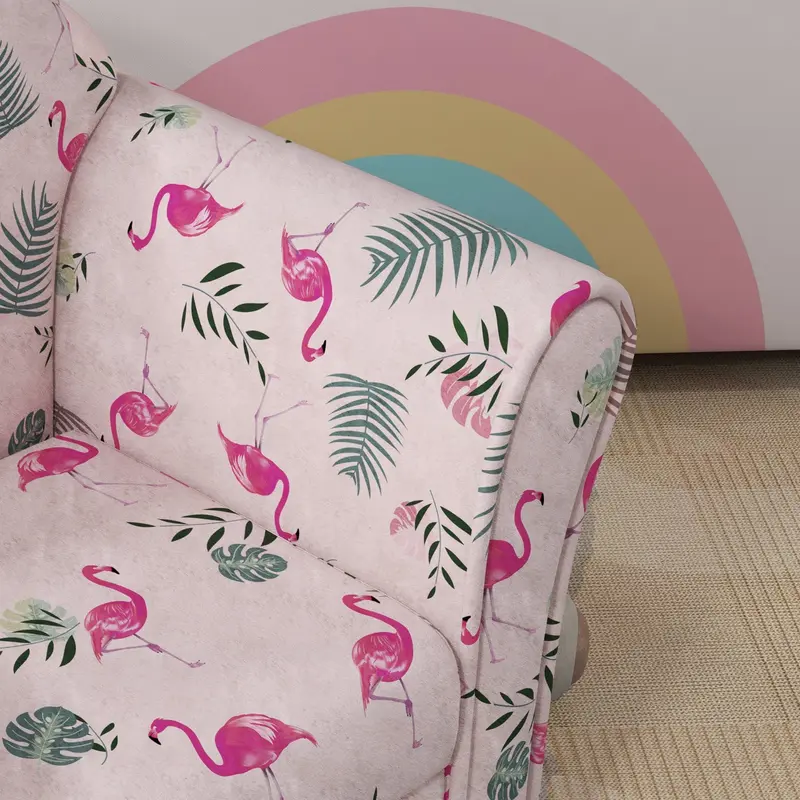 AIYAPLAY Kids Armchair with Flamingo Design, Wooden Frame, for Bedroom, Playroom, Kids Room, Pink 7