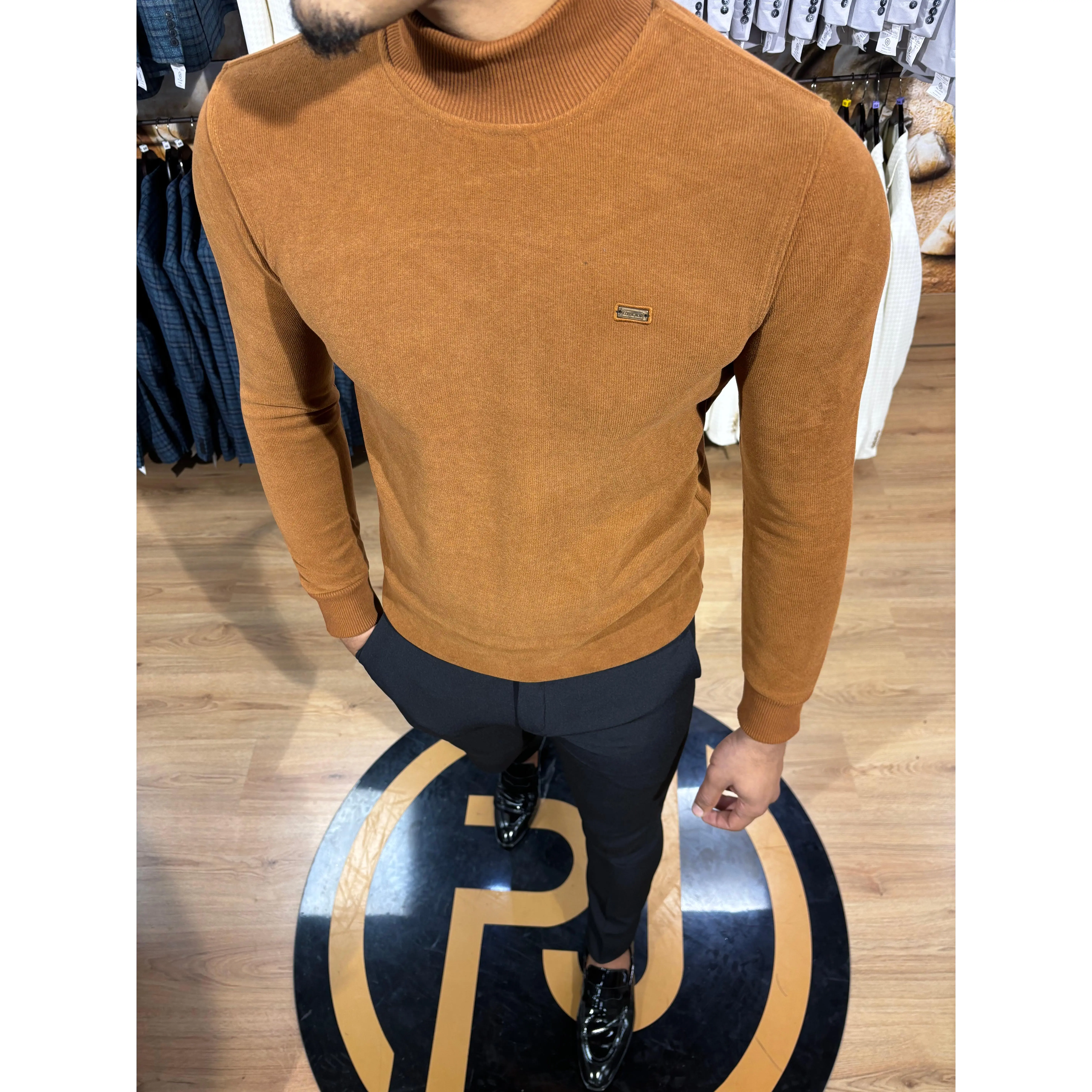 Mock Turtle Neck Jumper - Tan