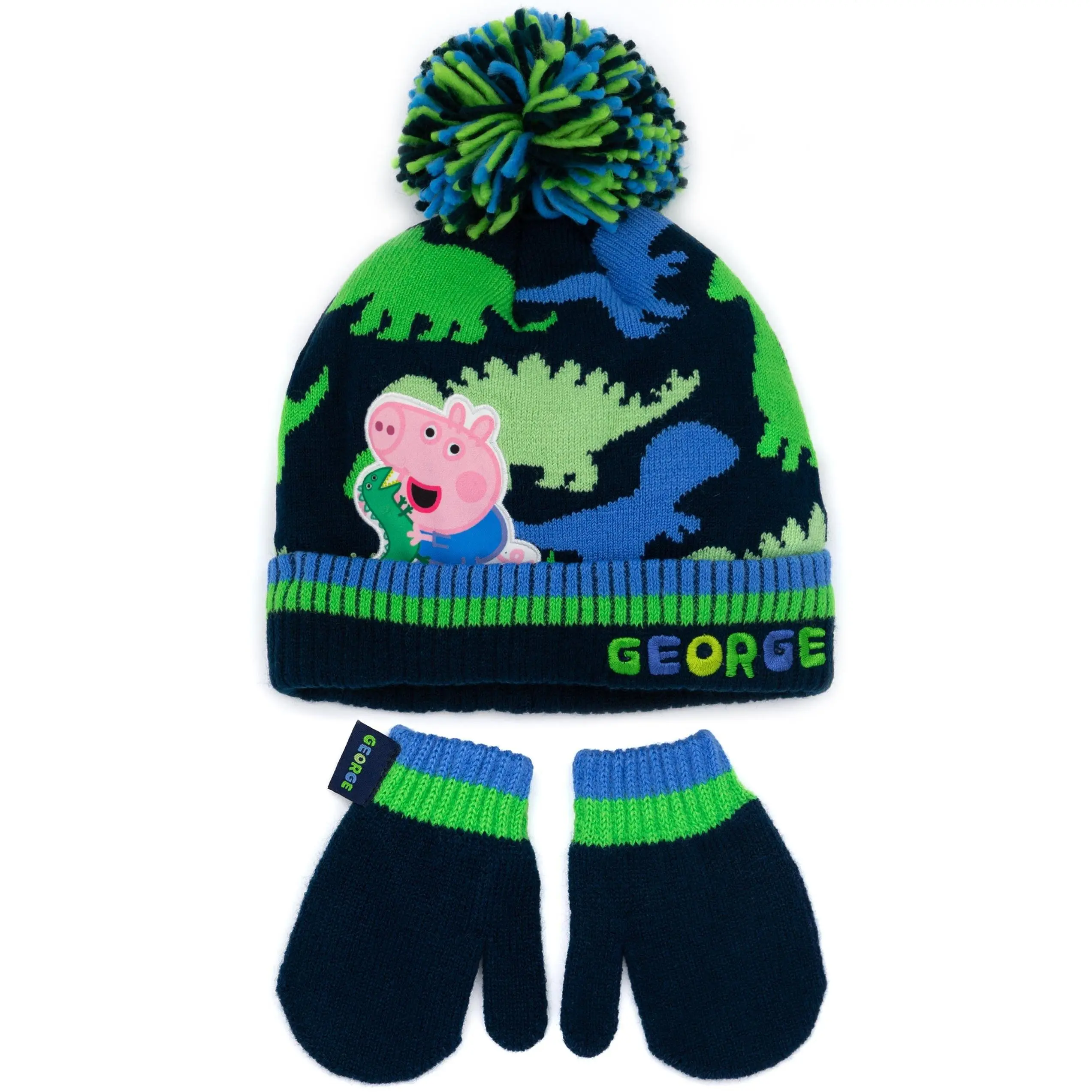 Vanilla Underground x Peppa Pig Boys Blue Beanie and Gloves Set (One Size)