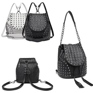 MISS LULU Skull Studded Two-way Backpack Shoulder Bag (3 Colours)