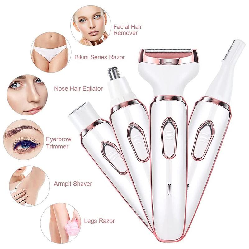 4 in 1 Painless Electric Lady Shaver Rechargeable Facial Hair Remover for Women 3